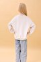سويت شيرت موسمي كبير الحجم مطرز على شكل زرافة للفتيات - حجري - 3