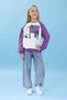 Girl's Elephant Printed Crew Neck Oversize Seasonal Sweatshirt - Ecru/Purple