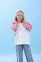 Girl's Crew Neck Colorful Basic Oversize Seasonal Nursery Sweatshirt - Ecru/Dried Rose - 5