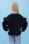 Girl's Ruffle Detailed Floral Embroidered Hooded Oversize Sweatshirt - Black - 2
