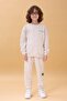 Boy's Crew Neck Embroidered Seasonal Double Suit - Stone