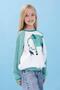 Girl's Elephant Printed Crew Neck Oversize Seasonal Sweatshirt - Ecru/Cagla - 7