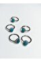 Turquoise Turquoise Natural Stone Steel Ring - 4