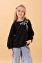 Girl's Giraffe Embroidered Seasonal Oversize Sweatshirt – Black - 6
