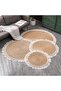 FFD Round Jute Carpet | Handwoven Braided Natural Jute Area Rug - Rustic Vintage Beige 100x100cm - 6