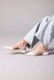 Women’s Cream Patent Leather Backless Mary Janes Everyday Pointed Toe Ballet Flats Buckle Detail Short-Heeled Shoes - 6