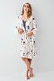 Women's Nightgown Dressing Gown Set, Patterned Dressing Gown, Solid Nightgown, 50% Modal 50% Cotton - 2