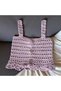 Girl's Mercerized Glittery Pink Hand Knitted Crop Blouse 2-4 Years
