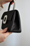 Women's Silvery Black Evening Bag - Evening Bag with Crystal Stone Buckle - 3