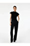 Regular Waist Straight Leg Black Women's Trousers 6Wak40024Pw