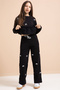Black Bow Embroidered Crew Neck Girl's Hooded Tracksuit Set 21288 - 8