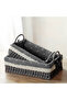 Set of 2 Handwoven Storage Baskets with Handles Rectangular Woven Bins with Removable Fabric Liners - 2