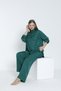 Women's Woven Viscose Fabric Shirt Collar Bottom - Top Set / Emerald 33606 - 4