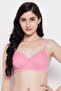 Padded Non-Wired Demi Cup Multiway T-shirt Bra in Baby Pink - Cotton - 2