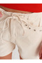 72027 100% Cotton Eyelet Detailed Denim Shorts-Ecru - 3