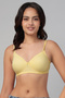Padded Non-Wired Full Coverage Geometric Print T-shirt Bra in Light Yellow