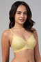Padded Non-Wired Full Coverage Geometric Print T-shirt Bra in Light Yellow - 3