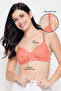Padded Non-Wired Full Coverage Self-Striped Multiway T-shirt Bra in Peach