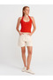 72027 100% Cotton Eyelet Detailed Denim Shorts-Ecru