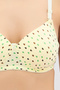 Padded Non-Wired Full Coverage Heart Print Multiway T-shirt Bra in Light Yellow - Cotton - 7