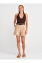 10799 Halter V-Neck Textured Knitwear Blouse-Brown - 4