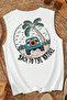 Nature Printed Casual Cut Cotton Oversize 0 Sleeve Sleeveless T-Shirt