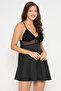 Chic Basic Padded Babydoll in Black - Satin - 4