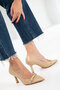 Nude Patent Leather Women's Classic Heeled Shoes 20818 - 2