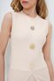 Women's Gold Buttoned Slit Ottoban Blouse and Spanish Leg Pants Suit Cream Alc-X13983 - 6