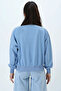 Women's Dark Blue Lace-Up Oversize Sweatshirt Mda-1029 - 5