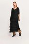 Women's Italian Half Sleeve Layered Long Black Silk Dress