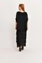 Women's Italian Half Sleeve Layered Long Black Silk Dress - 4