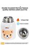 300ml Steel Thermos Children's Flask with Cute Animals Plush Cover and Neck Strap - 5