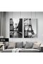Amazing | Black&White Ny Bridge-Eiffel Modern Combination | Framed Glass Table 2 Pieces Vertical