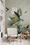 Tropical Parrot and Leaf Lounge-Living Room Door-Wall Adhesive Sticker Set - 4