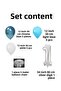 4 Years Old Ocean Themed Birthday Set Chrome Blue Light Blue White Balloons Silver Foil Number - 2