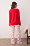 Kırmızı-Pembe %100 Pamuklu Yılbaşı Temalı Örme Pijama Takımı THMAW26PT00059 - 4