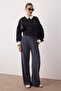 Smoked Soft Fabric Pocketed Wideleg/Relaxed Fit Knitted Sweatpants Twoaw24Ea00012
