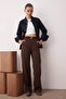 Dark Brown Wide Leg Bootcut Woven Fabric Trousers TWOAW21PL0332 - 7