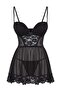 Siyah Dantel ve Şerit Detaylı Tül Kaplı Külotlu Babydoll/Fantezi Gecelik THMAW26CY00002 - 5