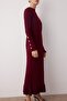 Bordo Eteği Fırfırlı Triko Elbise TCTAW25EB00016 - 3