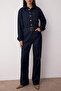 Koyu Mavi Kemerli Geniş Paça Denim Tulum TWOAW26TU00003 - 2