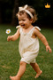 0-2 Years Old 100% Cotton Muslin Strap Strap Baby Girl Summer Jumpsuit Ecru 22403