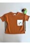 Bear Embroidered Pocket Oversize T-Shirt - Cinnamon 100% Cotton - 2