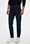 Ds Damat Comfort Fit Navy Blue Straight Jean Jeans Five Pockets Washed Denim Trousers