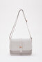 Gray Shk127 Faux Leather Inner Zipper Pocket Snap Closure Hand, Arm and Shoulder Bag