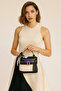 Women's Black Cream Rectangular Form Cross Strap Hand and Shoulder Bag Melina - 2