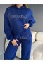 Unisex Oversize Stone Embroidered Hooded Sweatshirt Set - 5