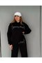Unisex Oversize Stone Embroidered Hooded Sweatshirt Set - 5