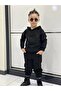 Black Hooded Basic Tracksuit Set - Unisex